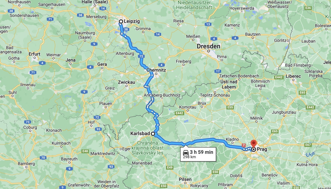 Bus von Prag über Karlovy Vary nach Leipzig und zurück